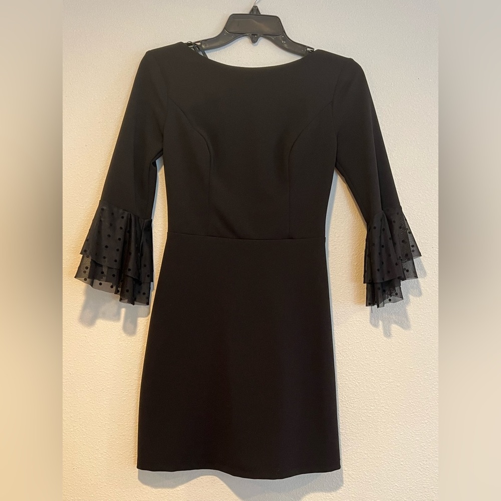 Black flutter-sleeve fitted dress (B Darlin)